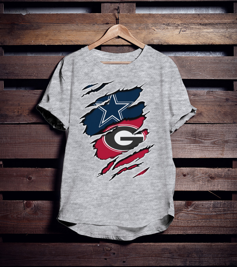 Dallas Cowboys Georgia Bulldogs Fan Crossover T-Shirt