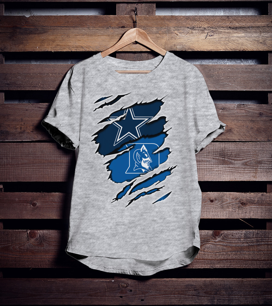 Dallas Cowboys Star Duke Blue Devils Tear T-Shirt