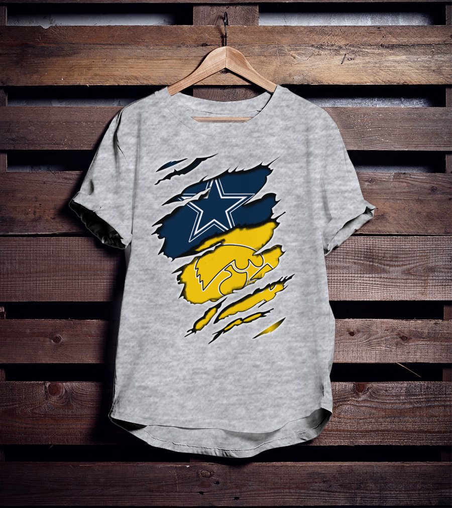Cowboys Star And Hawkeyes Logo Fusion T-Shirt
