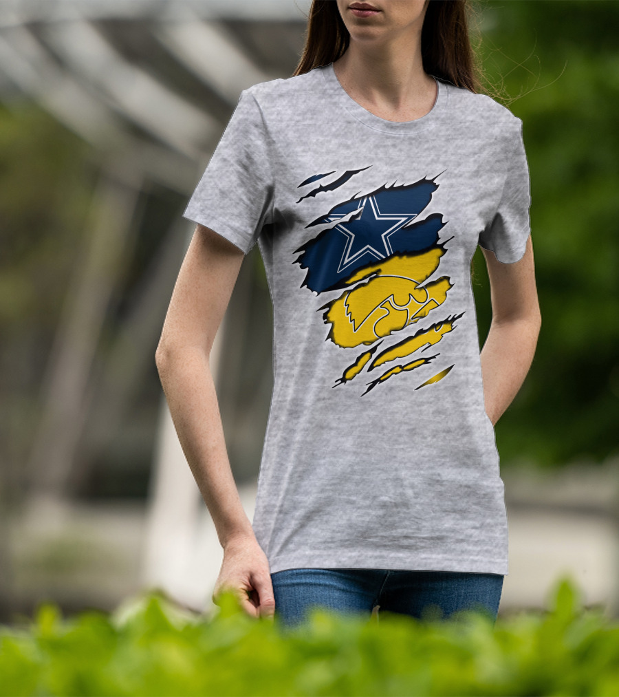 Cowboys Star And Hawkeyes Logo Fusion T-Shirt