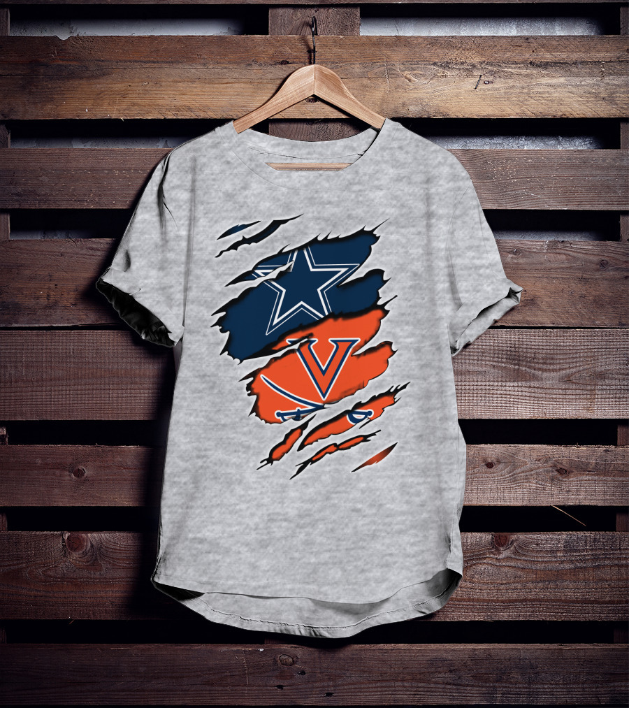 Cowboys Cavaliers Virginia Crossover Star And Swords Fusion T-Shirt