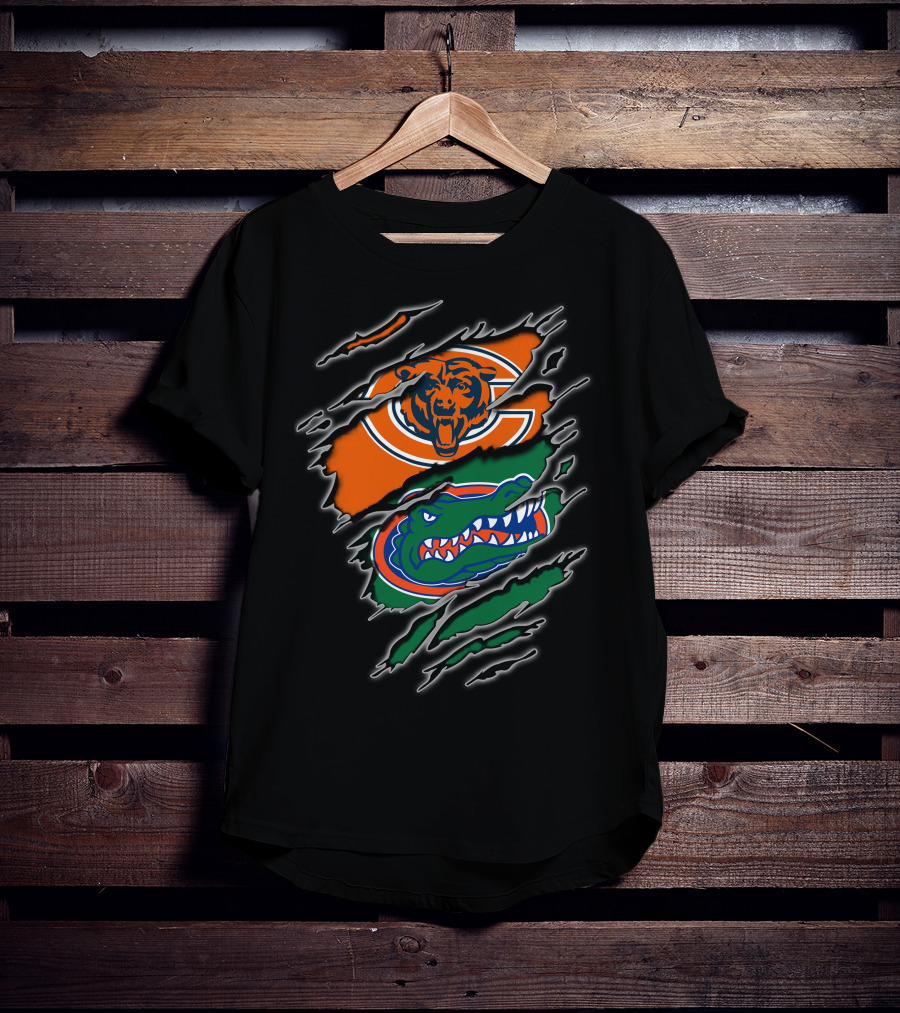 Chicago Bears Florida Gators Team Logos Torn T-Shirt