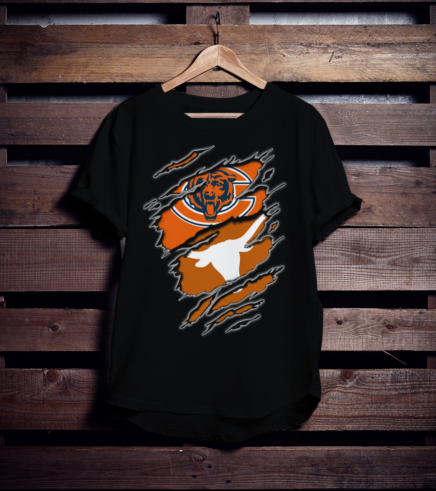 Bears Longhorns Chicago Texas Football Crossover T-Shirt