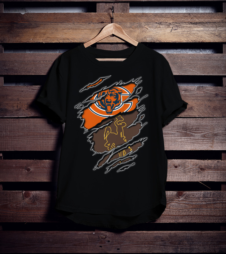 Bears Wyoming Cowboy Dual Symbol Rip T-Shirt