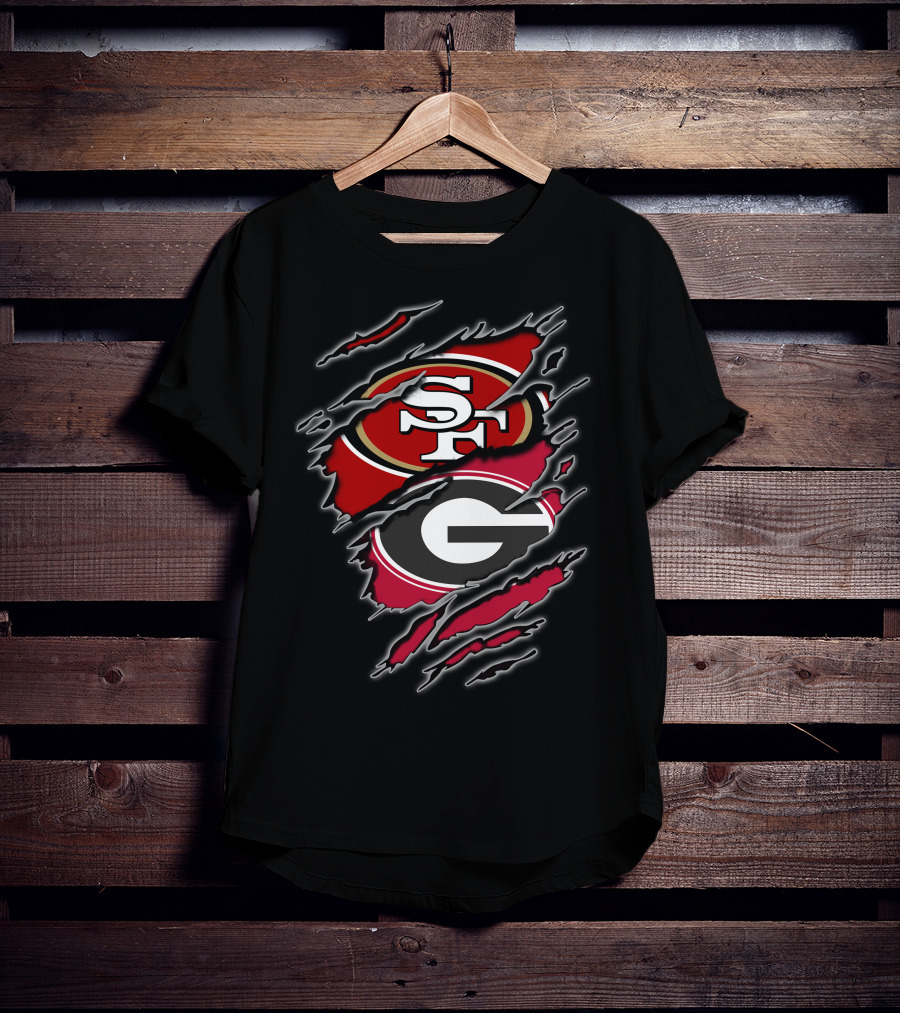 49ers Georgia Bulldogs Sf And G Logo Merge T-Shirt