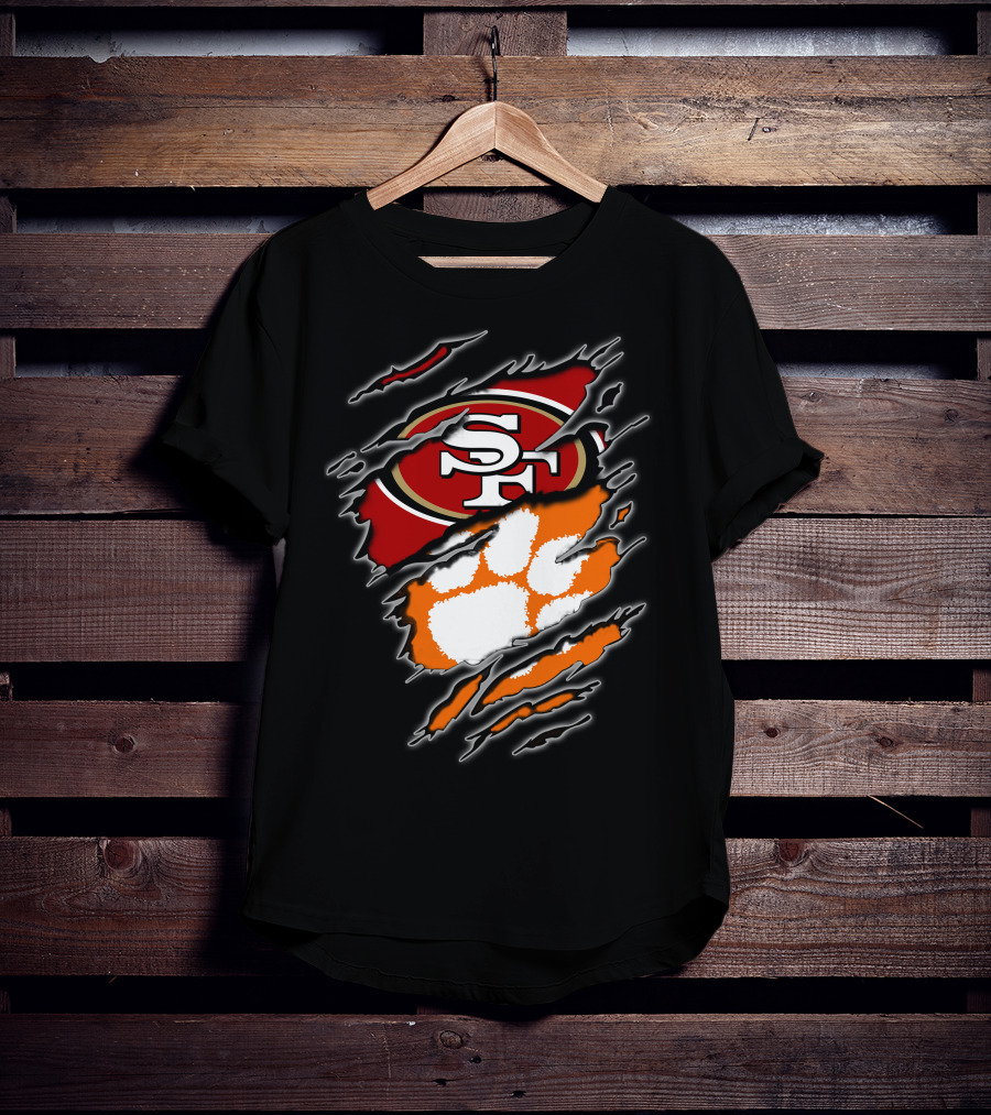 San Francisco 49ers Clemson Tigers Logo Mashup T-Shirt