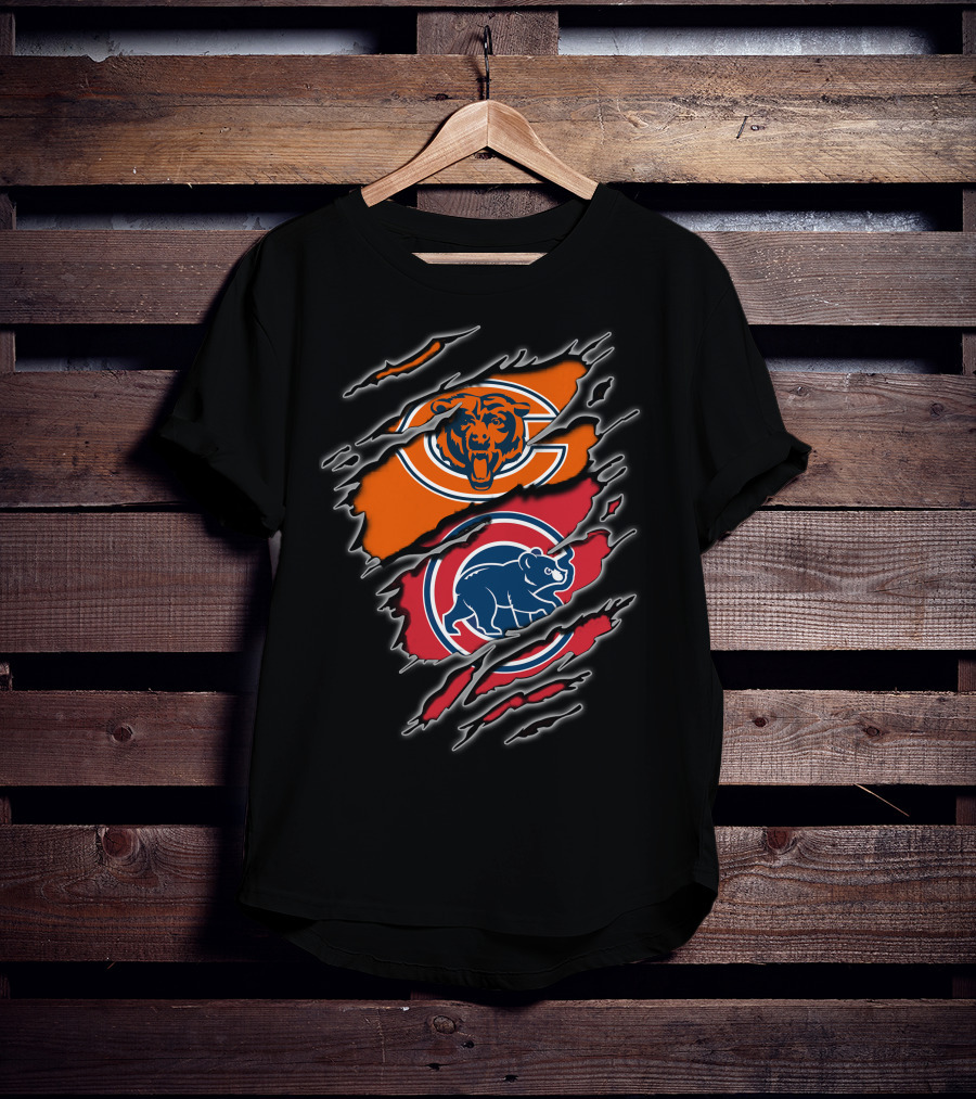 Chicago Bears Chicago Cubs Logo Mashup T-Shirt