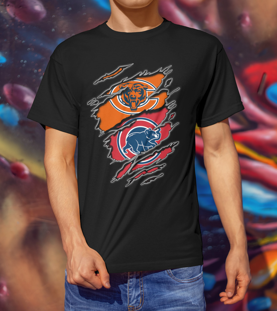 Chicago Bears Chicago Cubs Logo Mashup T-Shirt
