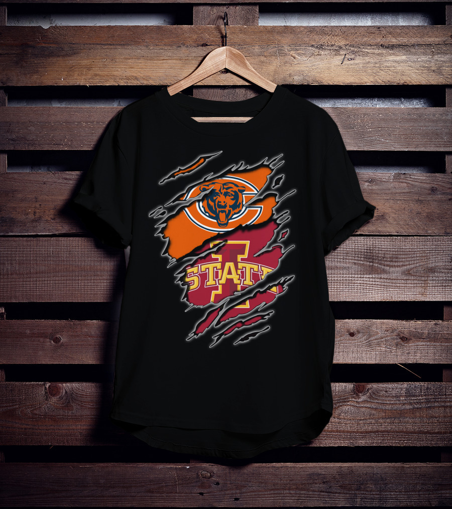 Chicago Bears Iowa State Cyclones Torn Graphics T-Shirt