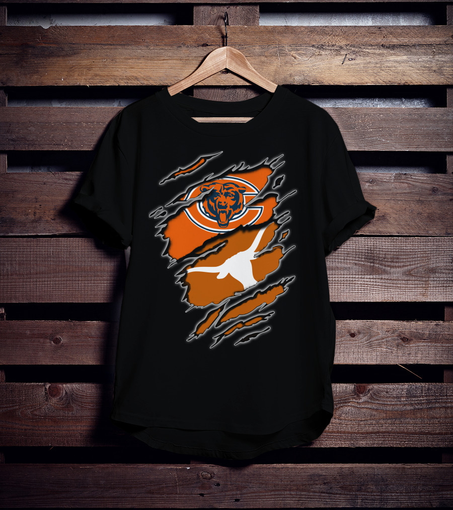 Bears Longhorns Logo Crossover Claw Tear T-Shirt