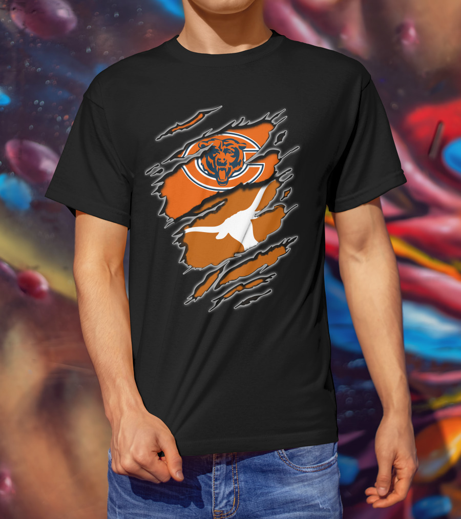 Bears Longhorns Logo Crossover Claw Tear T-Shirt