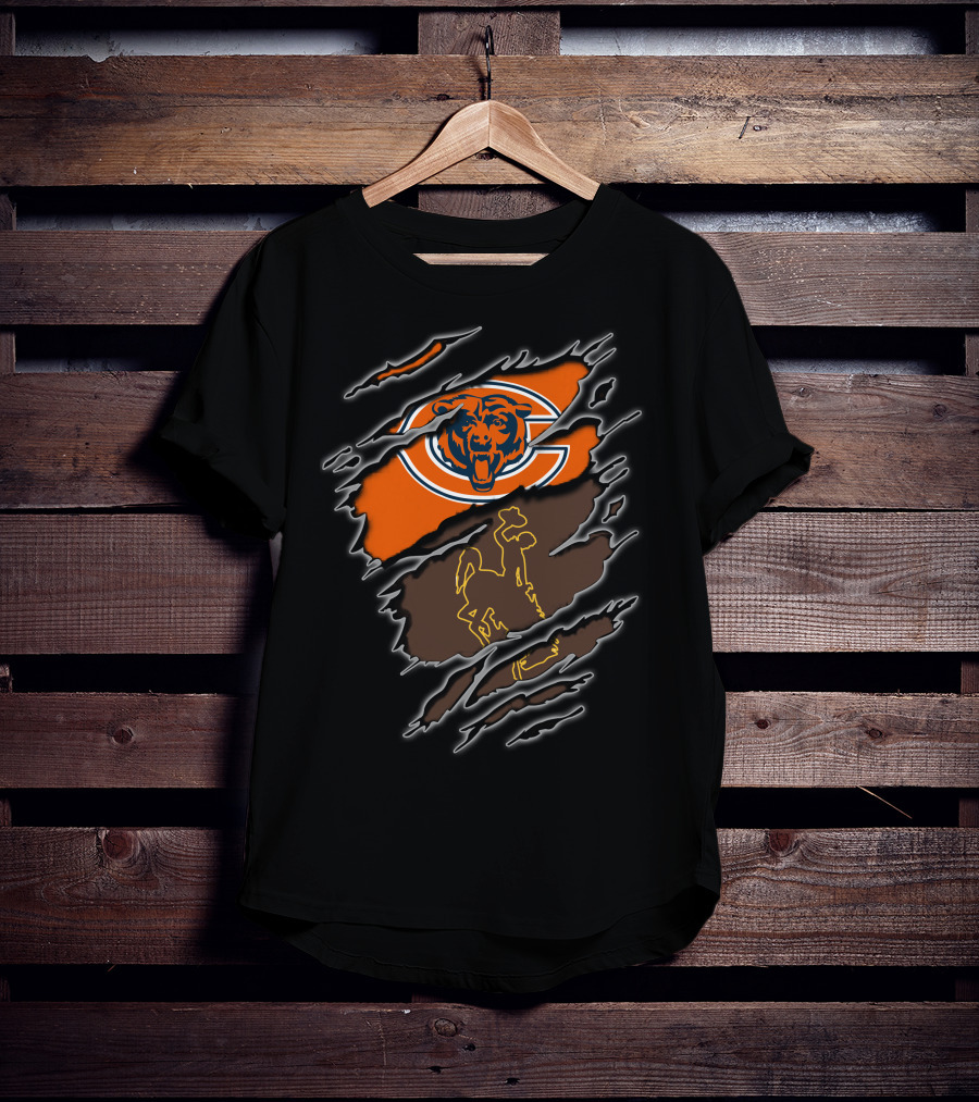 Chicago Bears Wyoming Cowboys Ripped Claw Marks T-Shirt