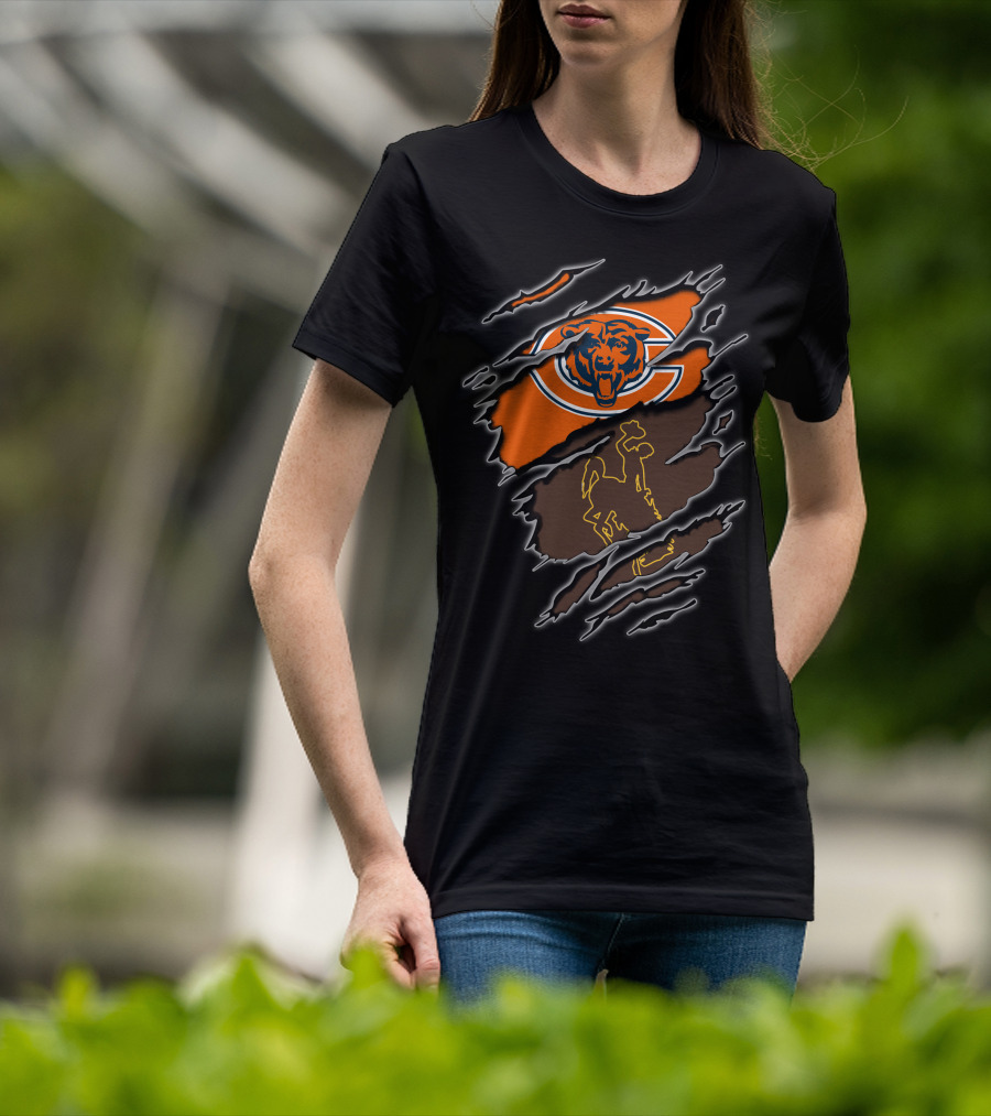 Chicago Bears Wyoming Cowboys Ripped Claw Marks T-Shirt
