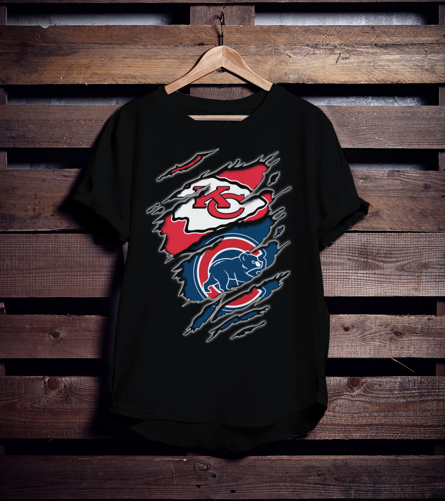 Kansas City Chiefs Chicago Cubs Claw Rip T-Shirt
