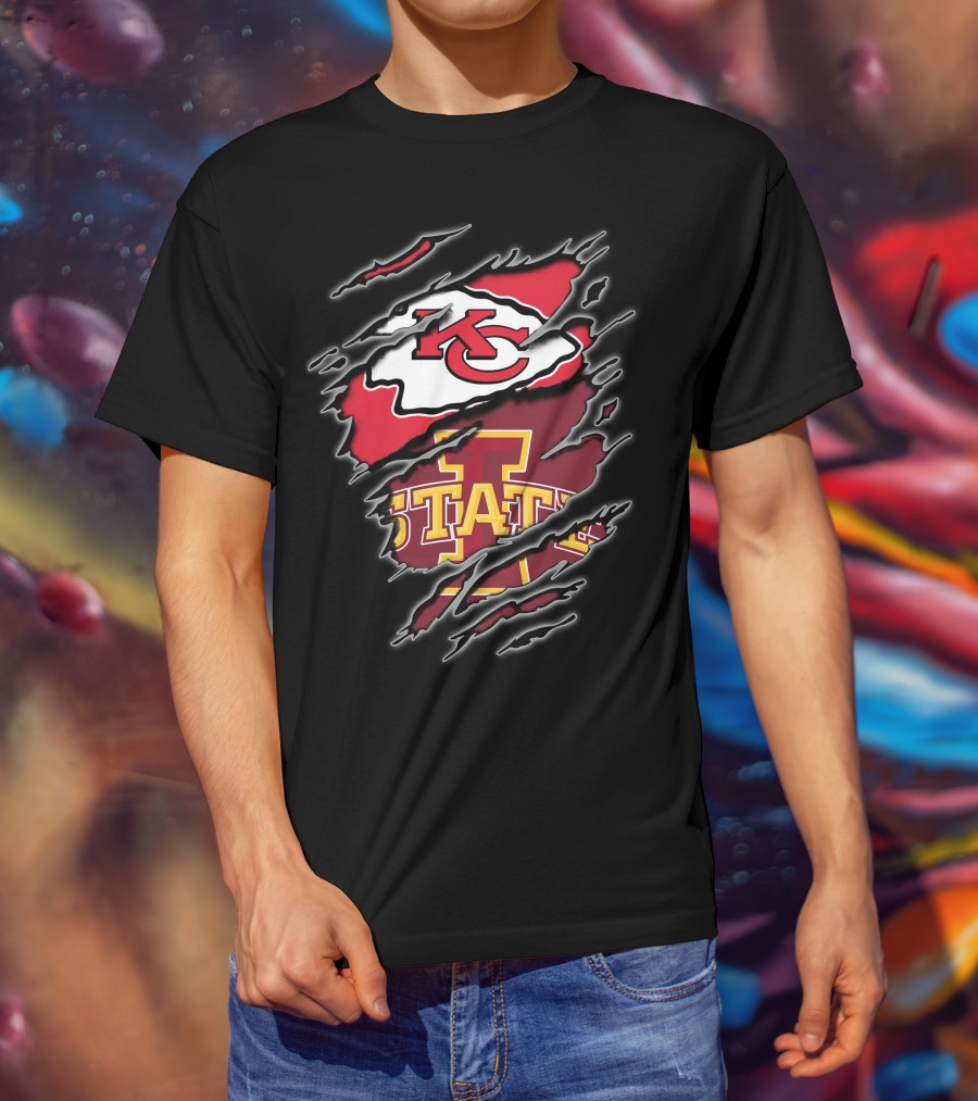 Kansas City Chiefs Iowa State Cyclones Ripped Claw T-Shirt