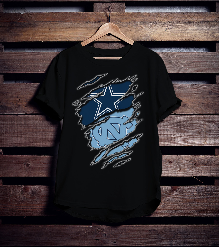 Dallas Cowboys North Carolina Tar Heels Torn Flag T-Shirt