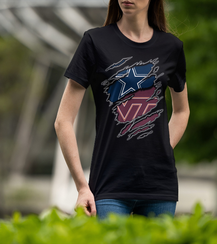 Dallas Cowboys Virginia Tech Hokies Collaboration T-Shirt