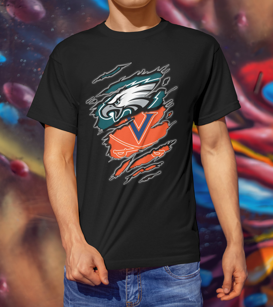 Eagles Virginia Cavaliers Clash Iconic Sports Fusion T-Shirt