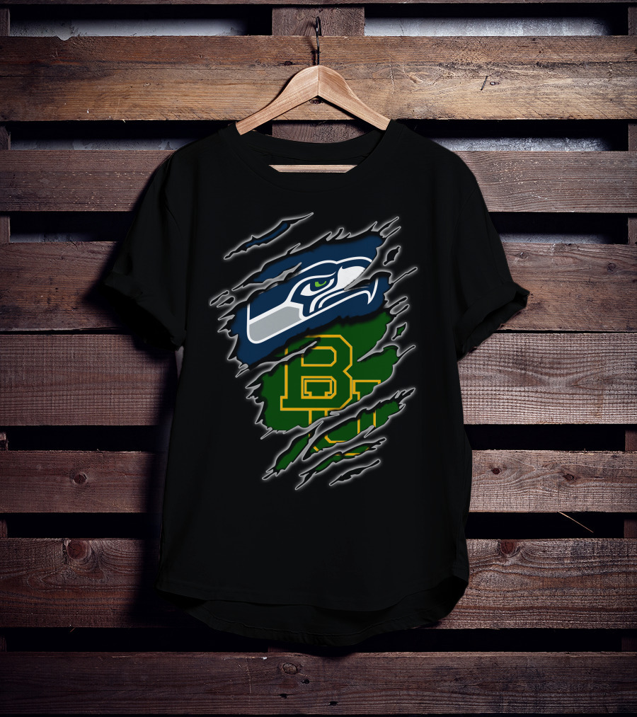 Seahawks Baylor Green And Blue Logo Fusion T-Shirt