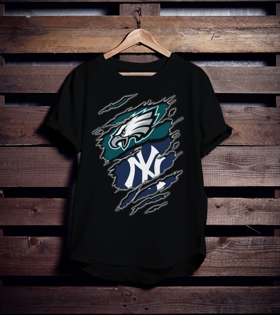 Philadelphia Eagles New York Yankees Logos Combination T-Shirt
