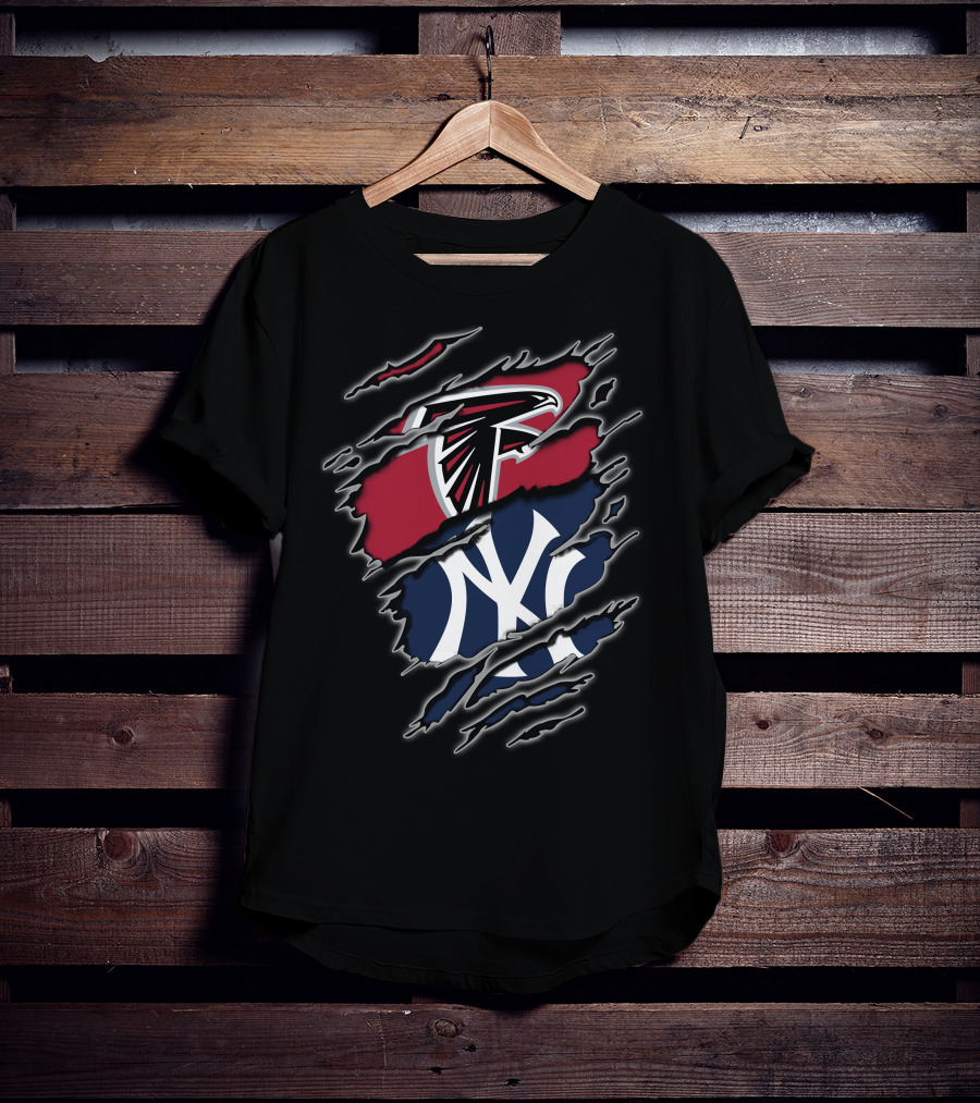 Atlanta Falcons And New York Yankees Torn T-Shirt
