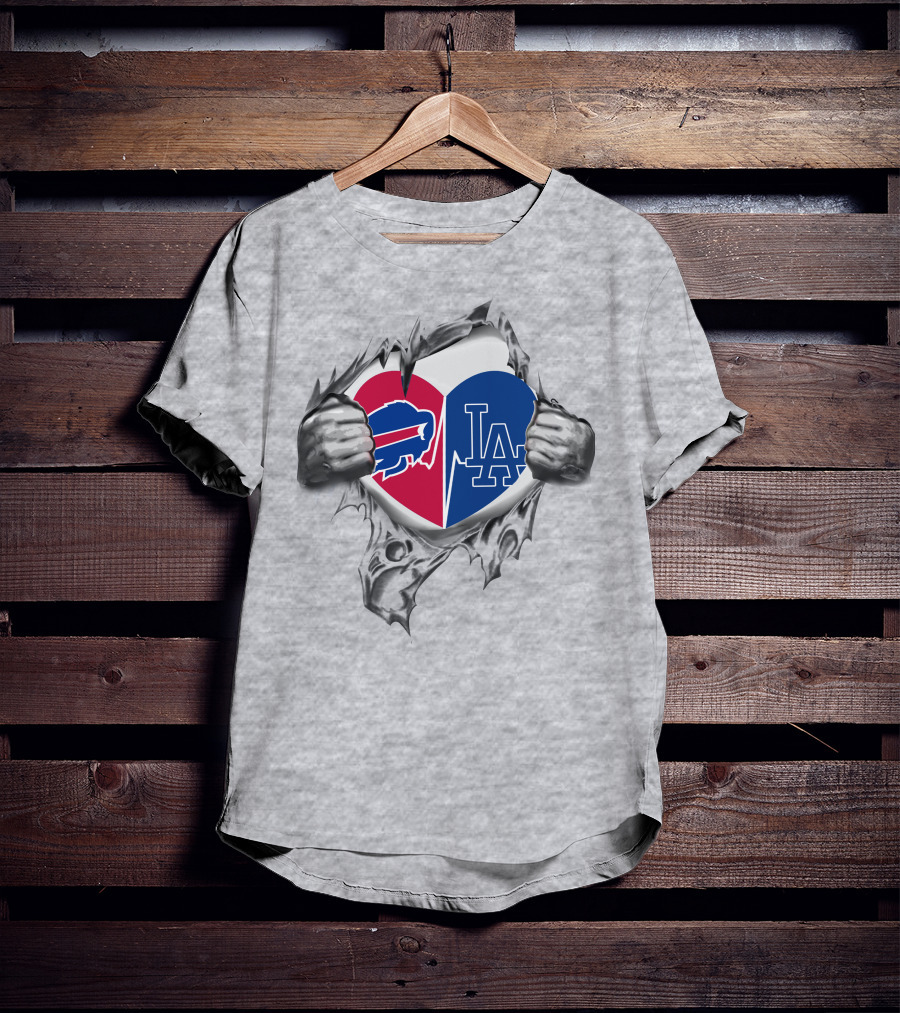 Buffalo Bills Los Angeles Dodgers Heart T-Shirt