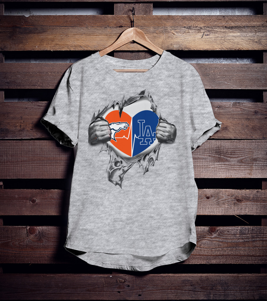 Broncos Dodgers Heart T-Shirt