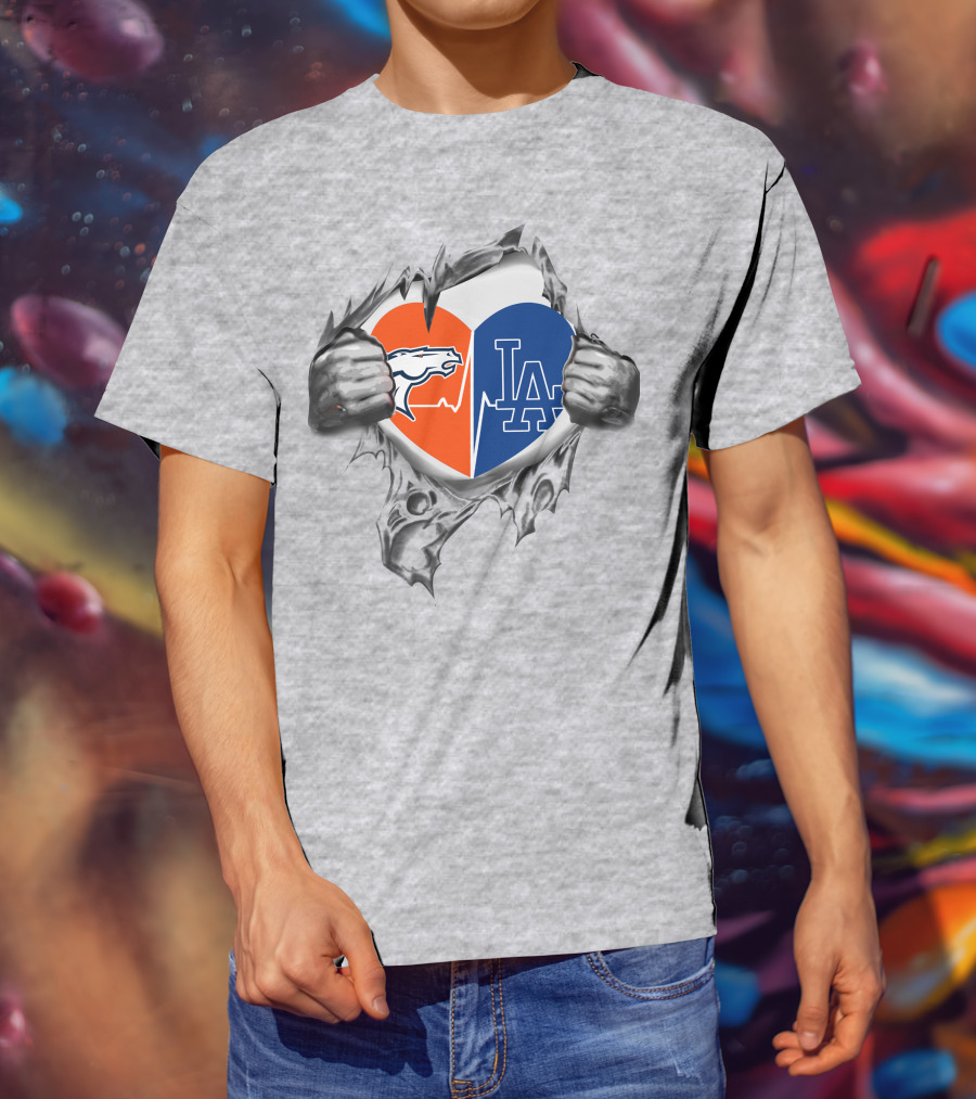 Broncos Dodgers Heart T-Shirt