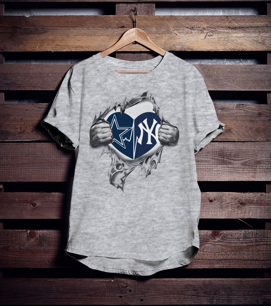 Cowboys Yankees Split Heart T-Shirt