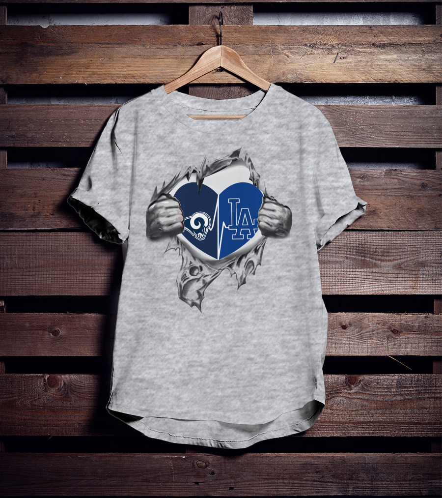 Rams LA Dodgers Heartbeat T-Shirt