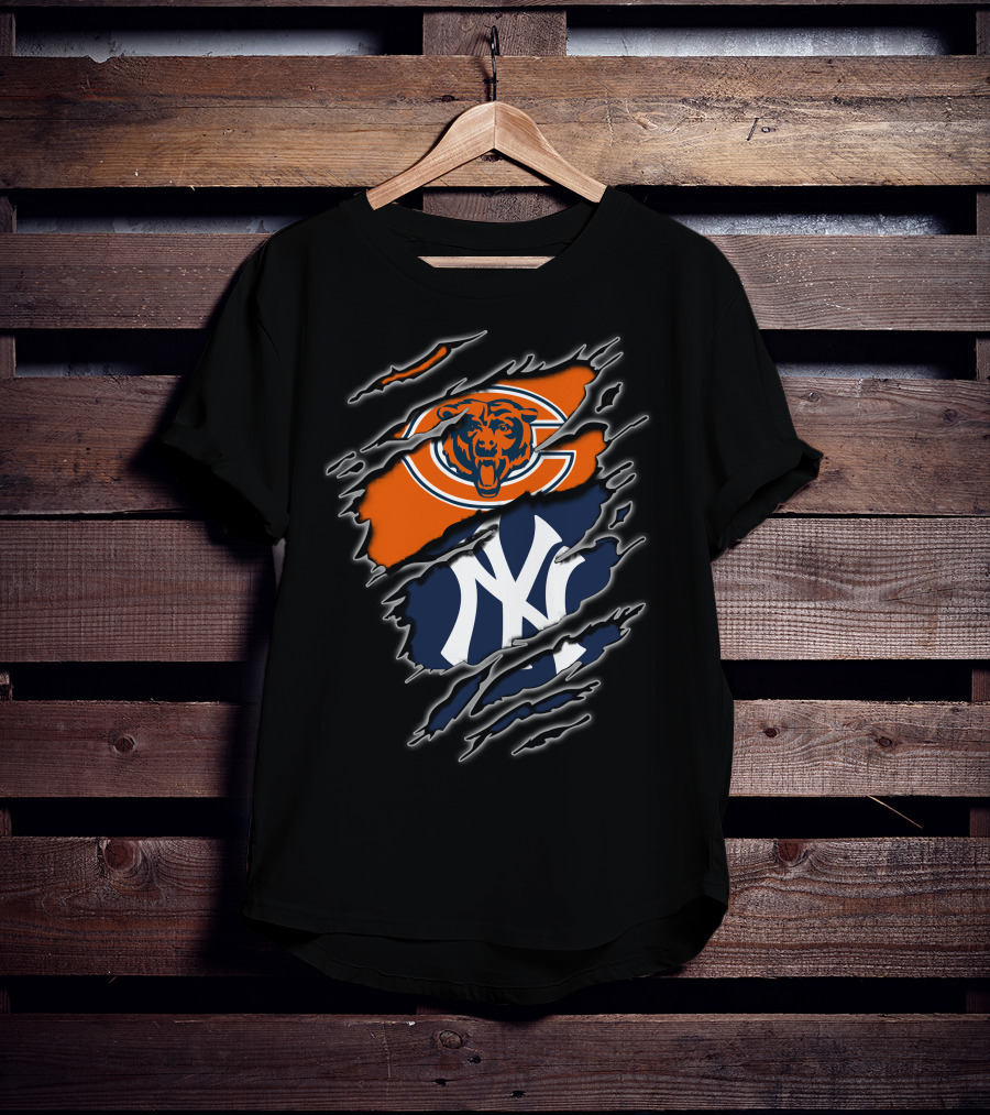 Chicago Bears New York Yankees Crossover T-Shirt