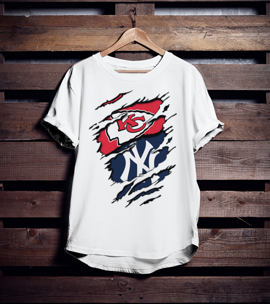 Kansas City Chiefs New York Yankees Logos Clash T-Shirt