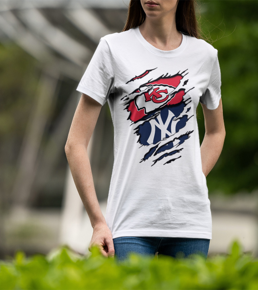 Kansas City Chiefs New York Yankees Logos Clash T-Shirt