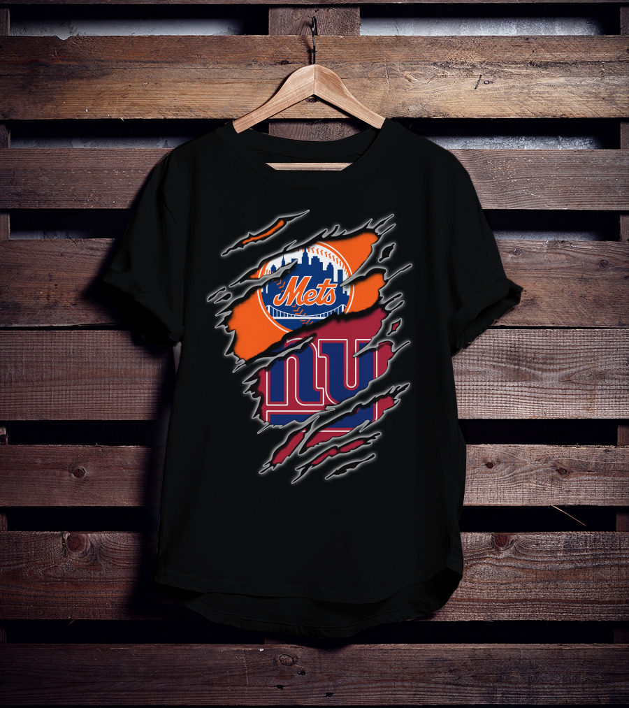 Mets Giants Logo Combo Tear Effect T-Shirt