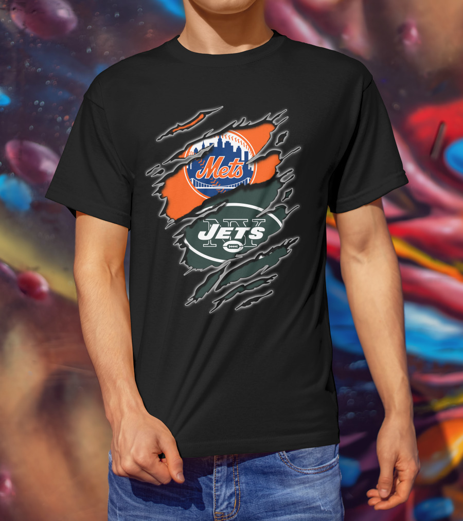 Mets Jets Double Team Fan Pride Mascot T-Shirt