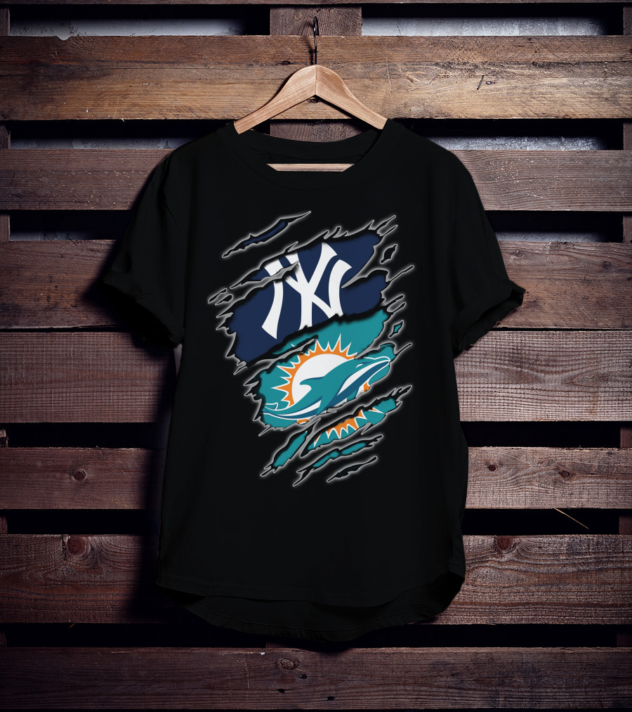 Yankees Dolphins Logos Fusion T-Shirt