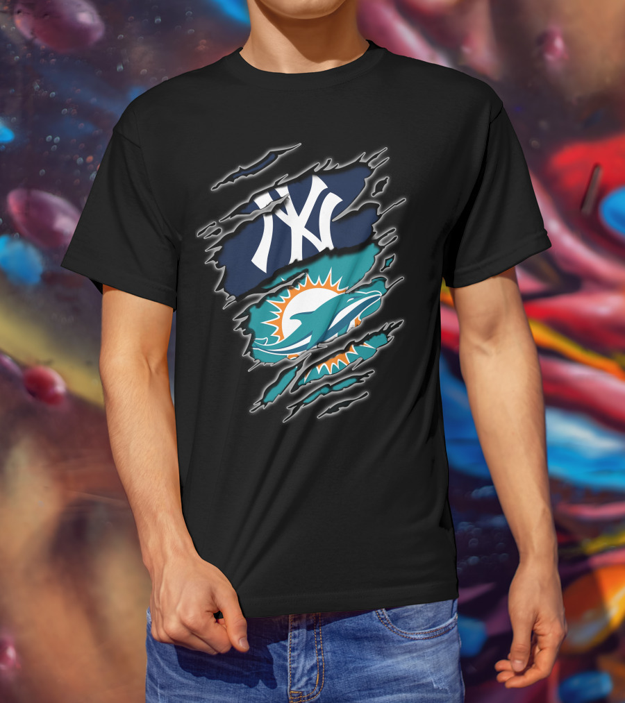 Yankees Dolphins Logos Fusion T-Shirt