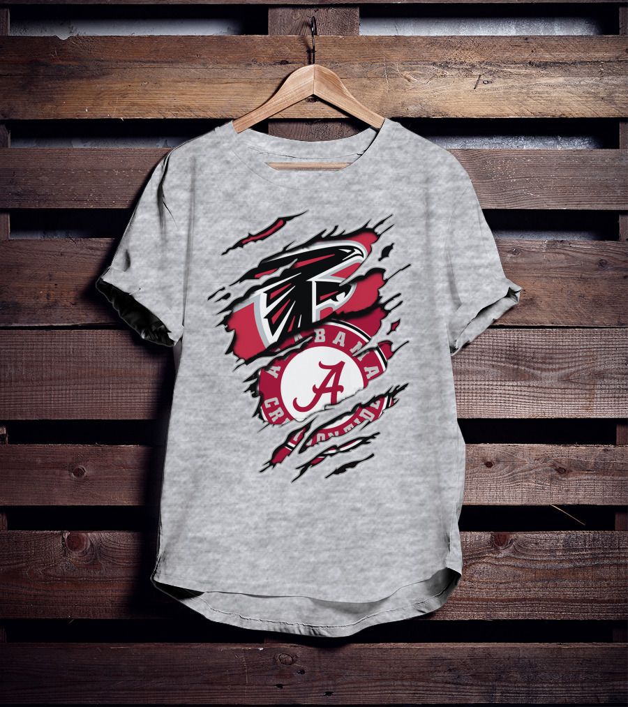 Alabama Crimson Tide Atlanta Falcons Logo Mashup T-Shirt