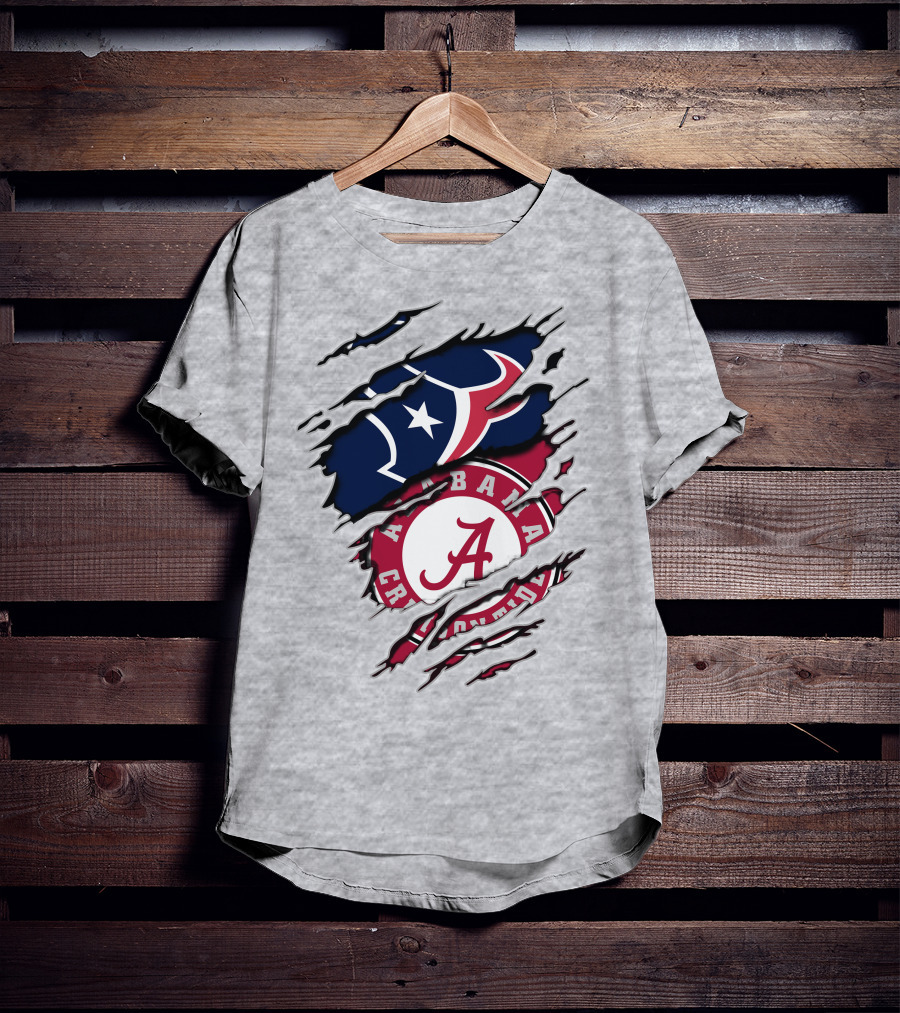 Alabama Crimson Tide Texans Football Torn T-Shirt