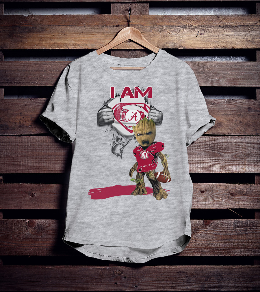 I Am Alabama Baby Groot Football T-Shirt