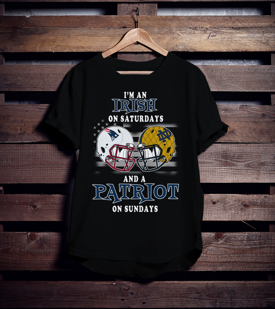 I'm An Irish On Saturdays And A Patriot On Sundays Football Helmets T-Shirt