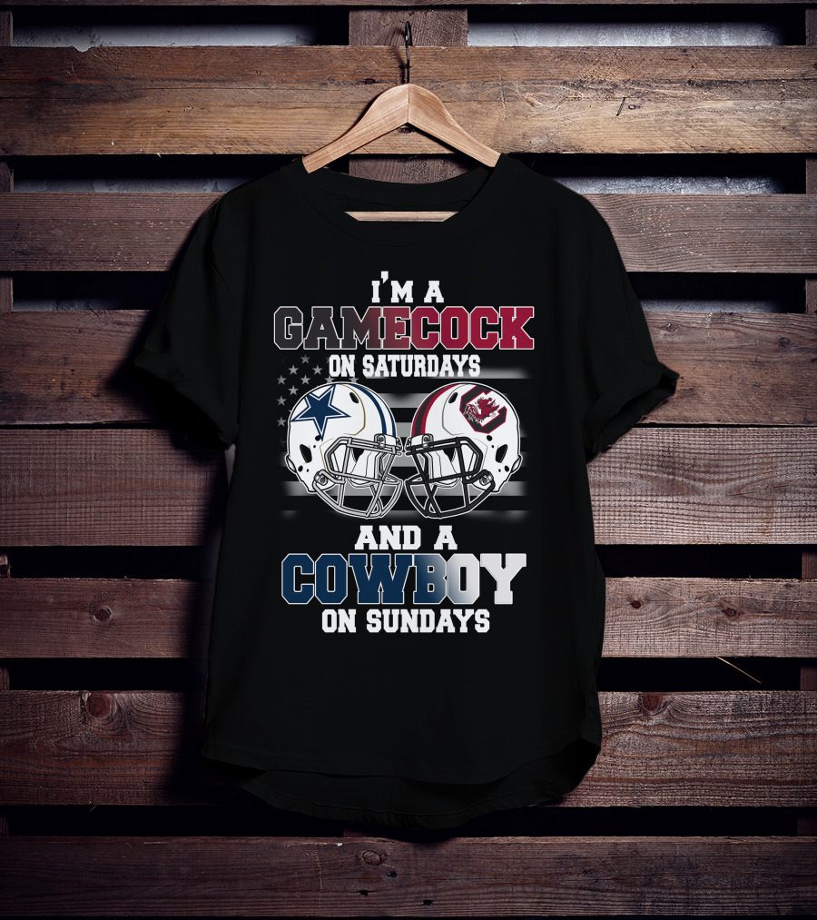 I'm A Gamecock On Saturdays And A Cowboy On Sundays Football Helmets T-Shirt