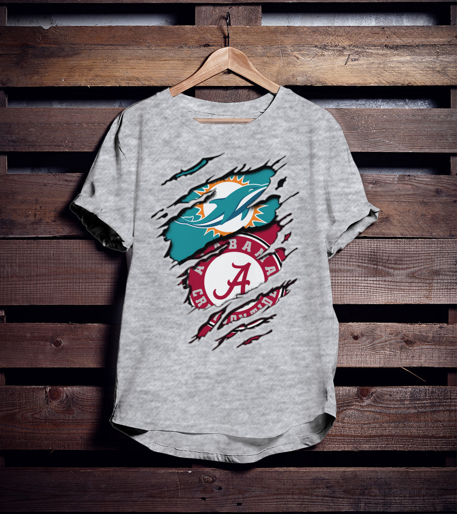 Alabama Crimson Tide Miami Dolphins Crossover Fan Jersey T-Shirt