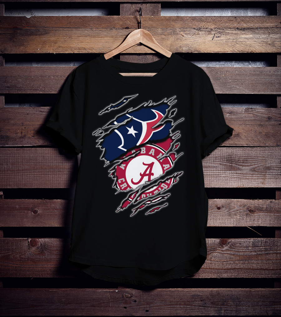Alabama Crimson Tide Houston Texans Fan Pride Combo T-Shirt