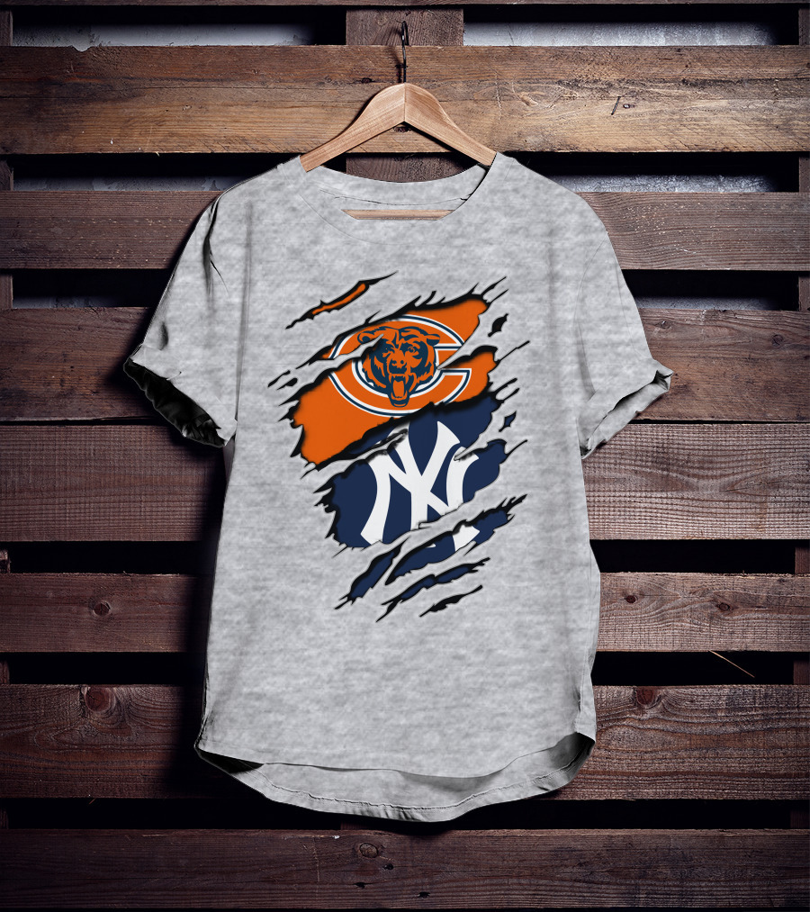 Chicago Bears New York Yankees Collaboration Logo Fusion T-Shirt