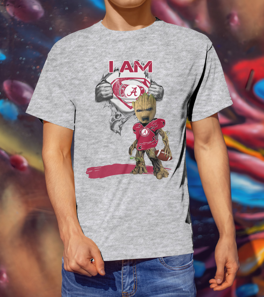 I Am Alabama Baby Groot Football Hero T-Shirt