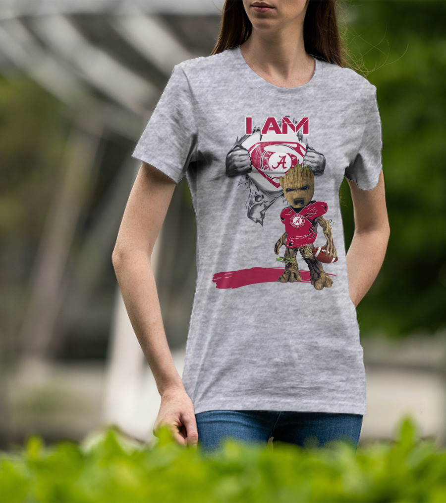 I Am Alabama Baby Groot Football Hero T-Shirt
