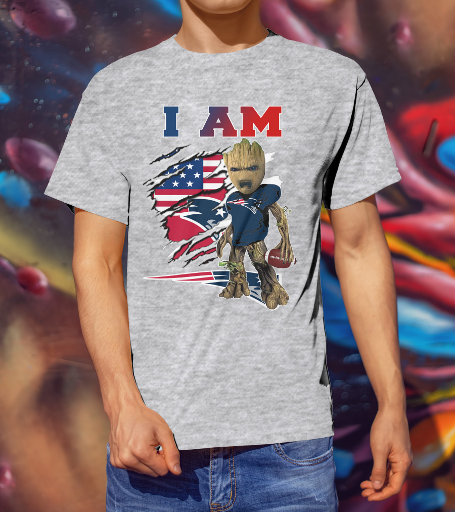 I Am Patriots American Flag Football Character T-Shirt