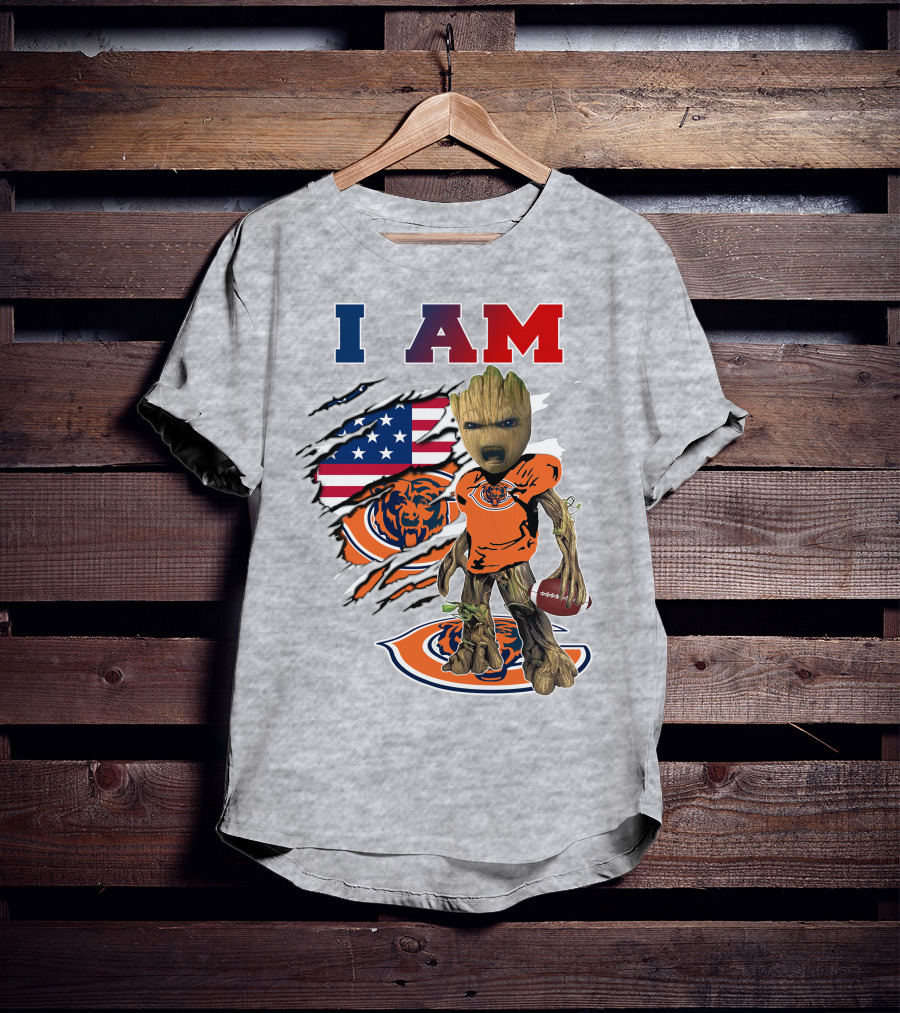 I Am Bears Groot Football American Flag T-Shirt