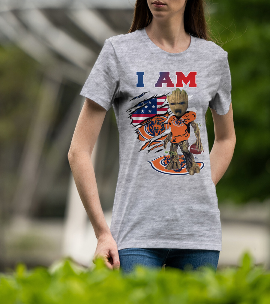 I Am Bears Groot Football American Flag T-Shirt